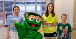 Participant Ava Piszczek (Middle) and her Grand Prize PEEPS® entry "Scram Peeps!"