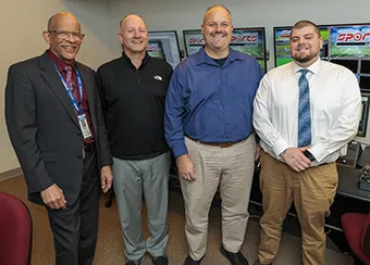 Richard Turner, Bob Blubaugh, Pat Stoetzer, and Brandon Burkhardt are bringing local sports to the airwaves through the Community Media Center.