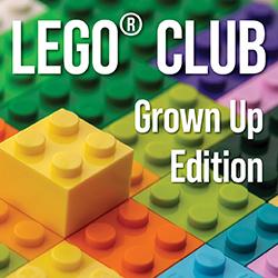 Cover of LEGO Club Grown Up Edition with bright multicolor LEGO bricks and bold white text 'LEGO CLUB' and 'Grown Up Edition'.