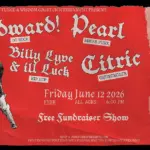 Poster for a Friday June 12, 2026 fundraiser show with acts VEMPard! Pearl, Billy Lyve & all Luck, Citric, at Westminster Skatepark (Free, all ages).
