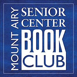 Logo: Mount Airy Senior Center Book Club in white text on a blue background.